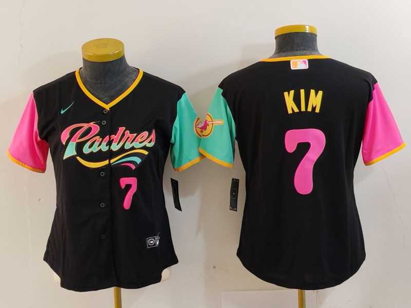 Women%27s San Diego Padres #7 Ha Seong Kim Black Player Number Fashion Baseball Jersey->mlb womens jerseys->MLB Jersey